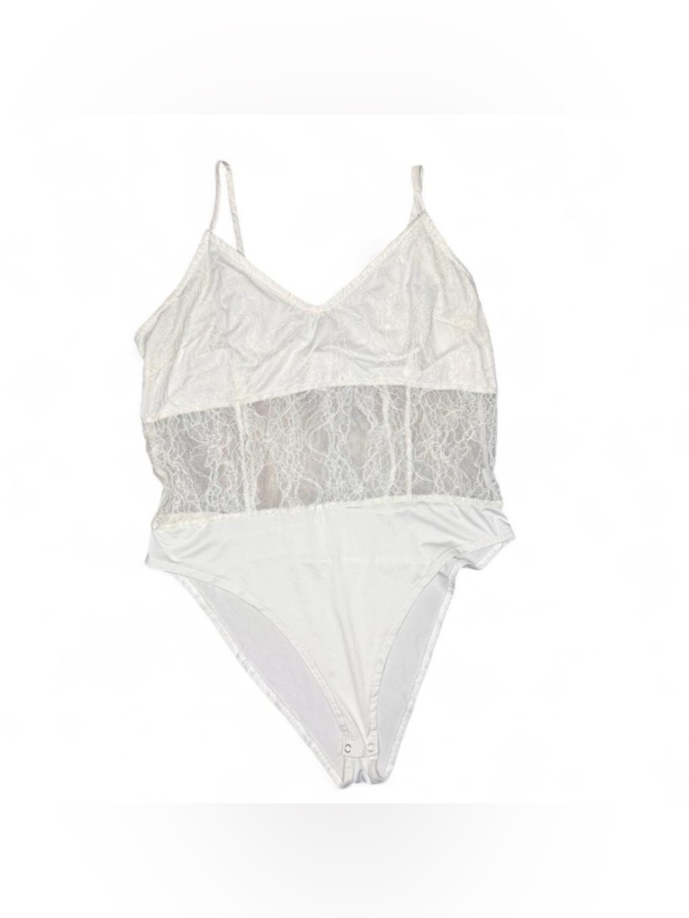 Forever 21 White Lace Sheer Waist Bodysuit